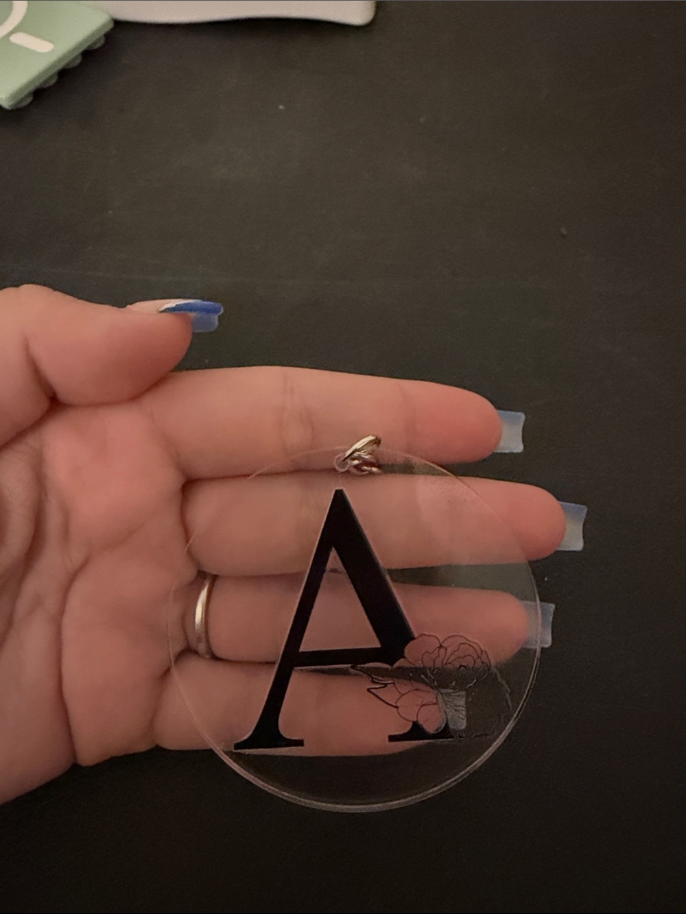 Monogram 'A' Clear Acrylic Keychain